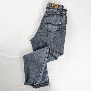 VTG Lee Acid Wash Stonewash Blue Denim Tapered Leg High Rise 90s Mom Jeans